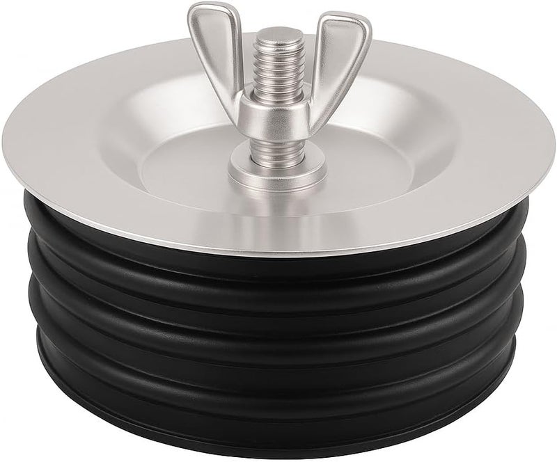 XerusDash 4 Inch Mechanical Pipe Test Plug – End of Pipe Gripper Plug with Galvanized Screw & Steel Wing Nut – Expansion Drain Stopper for Sewer Cleanout, Sink, Pool, or Drain Line Maintenance – 1 Pack - Image 1